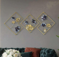 Gold Metal Leaf Iron Wall Art S/3 - All India Decor