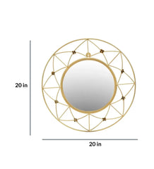 Round Gold Metal & Glass Decorative Wall Mirror - All India Decor