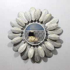 Round Mirror Wall Decor in White - All India Decor