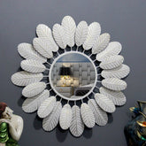 Round Mirror Wall Decor in White - All India Decor