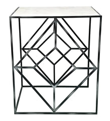 Marble Top End Table in Black Colour - All India Decor
