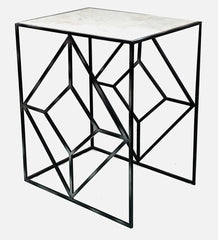 Marble Top End Table in Black Colour - All India Decor