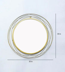Round wall mirror in golden colour - All India Decor