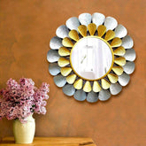 Gold & Silver Petals Exquisite Metal Wall Mirror - All India Decor