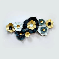 Shining Blue & Gold Floral Metal Wall Art - All India Decor