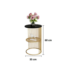 Designer Art Golden Half Caged Coffee Round Side Table - All India Decor