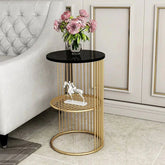 Designer Art Golden Half Caged Coffee Round Side Table - All India Decor