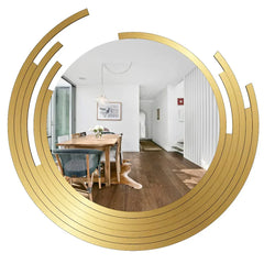 Asymmetric Golden Finish Wall Mirror - All India Decor