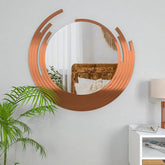 Designer Copper Finish Wall Mirror - All India Decor