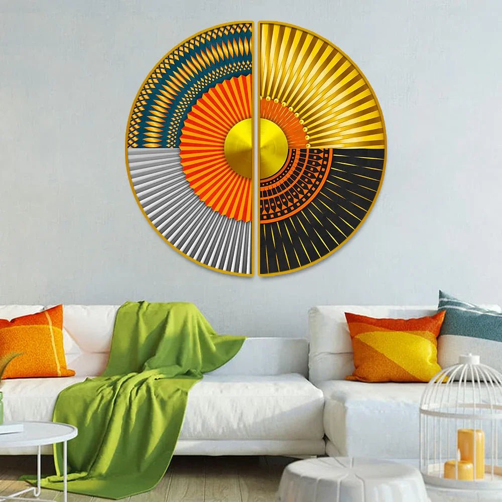Abstract Geometric Semi Circle Wall Art and Canvas Paintings - All India Decor