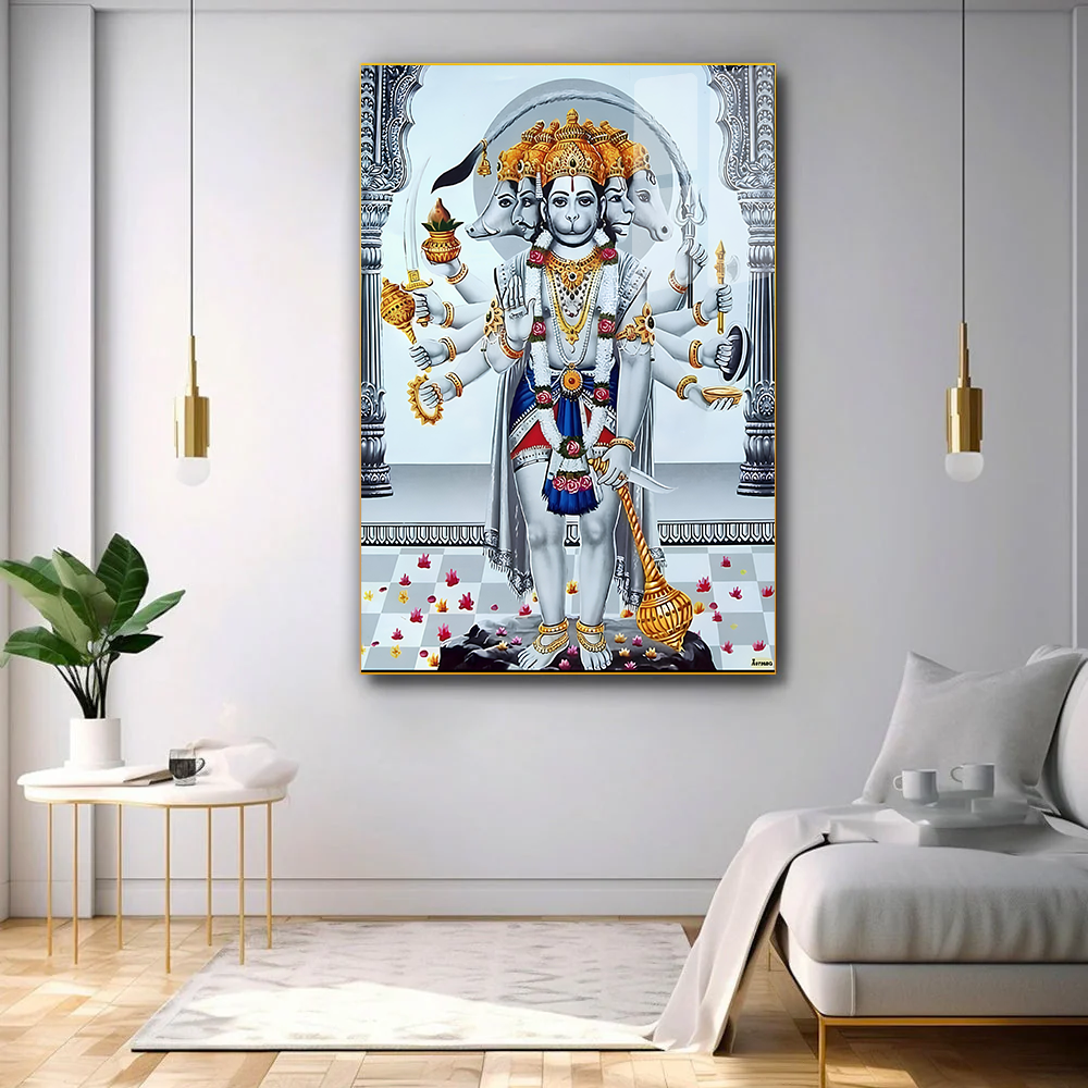 Blessing Panchmukhi Hanuman Ji Acrylic Wall Paintings and Art