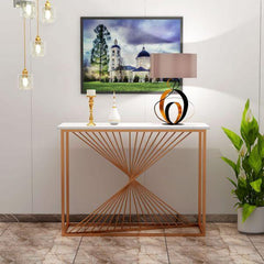 Modern Sleek Console table with Composite Marble Top - All India Decor
