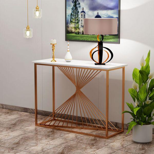 Modern Sleek Console table with Composite Marble Top - All India Decor