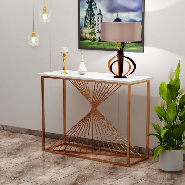 Modern Sleek Console table with Composite Marble Top