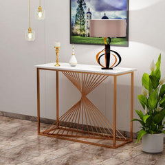 Modern Sleek Console table with Composite Marble Top - All India Decor