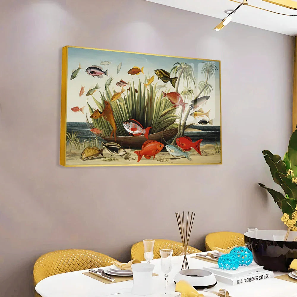 Colorful Dynamic Fish Acrylic Wall Paintings & Arts - All India Decor