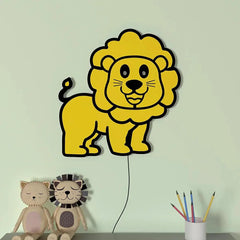 Baby Lion Backlit Wooden Wall Décor - All India Decor