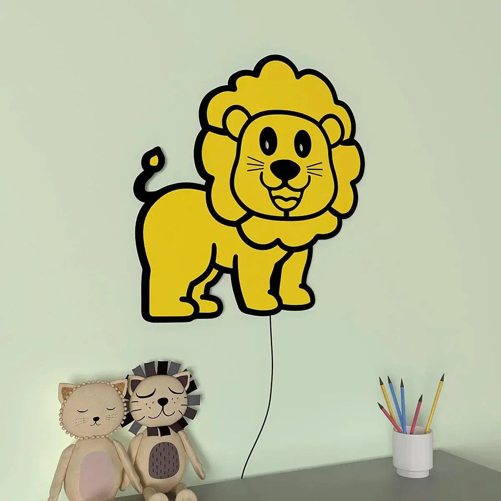 Baby Lion Backlit Wooden Wall Décor - All India Decor