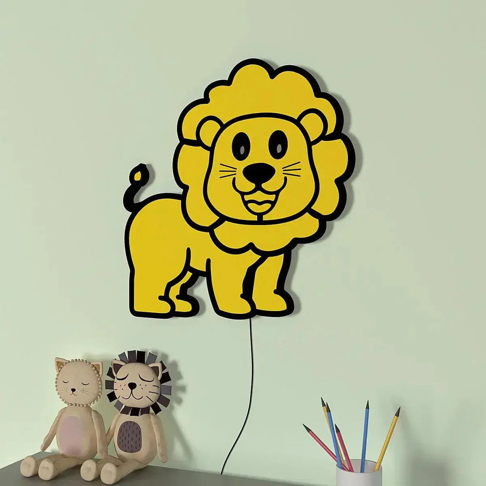 Baby Lion Backlit Wooden Wall Décor - All India Decor