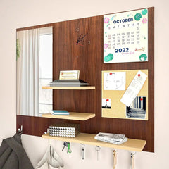 Beautiful (7 In One)' Wooden Wall Organiser With Mirror, Watch, Clipboard, Calendar and Hangers - All India Decor