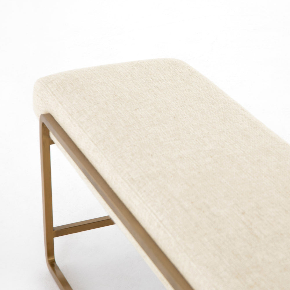 Beige bench with a gold frame on a white background