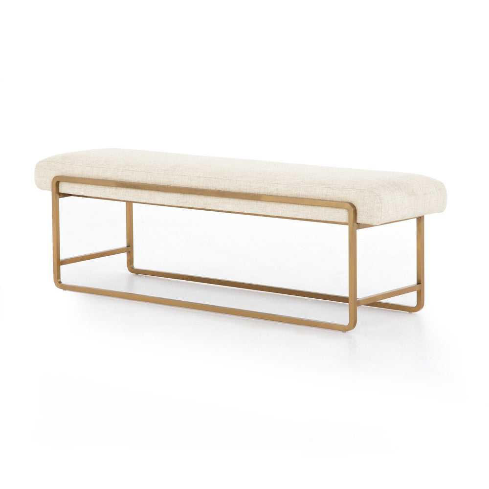 Bench with marble top and gold metal frame on a white background