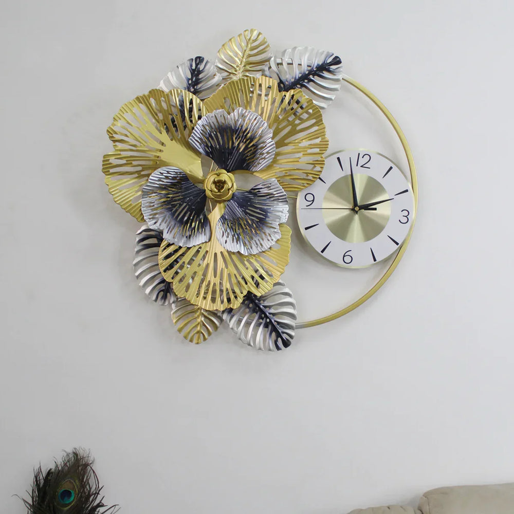 Luxury Floral Wall Clock - All India Decor