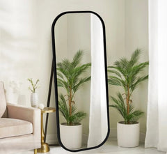 Capsule Metal Floor Mirror (Black) - All India Decor