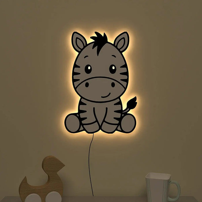 Baby Zebra Backlit Wooden Wall Décor