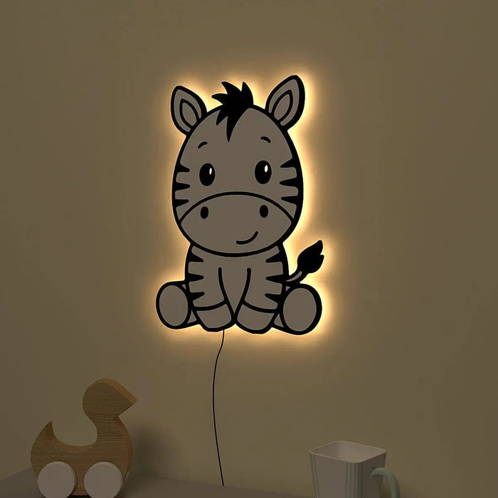 Baby Zebra Backlit Wooden Wall Décor