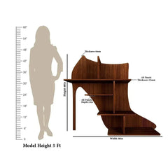 Beautiful Sandal Shape Wood Wall Shelf /Women's Sandal And Shoe Shelf, Walnut Finish - All India Decor