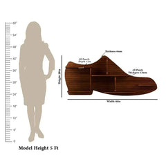 Beautiful Shoe Shape Wood Wall Shelf /Men's Shoe Shelf, Walnut Finish - All India Decor