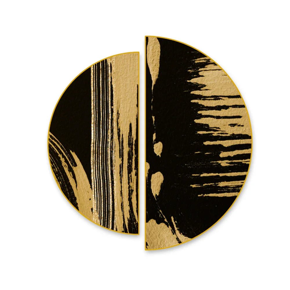 Gold Abstract Drags Semi Circle Frames Set Of 2 - All India Decor