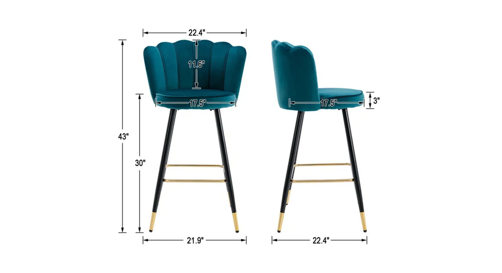 Teal Color Flower Counter Stool - All India Decor