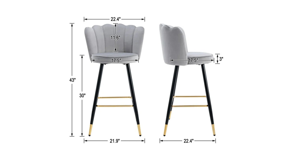 Grey Color Flower Counter Stool - All India Decor