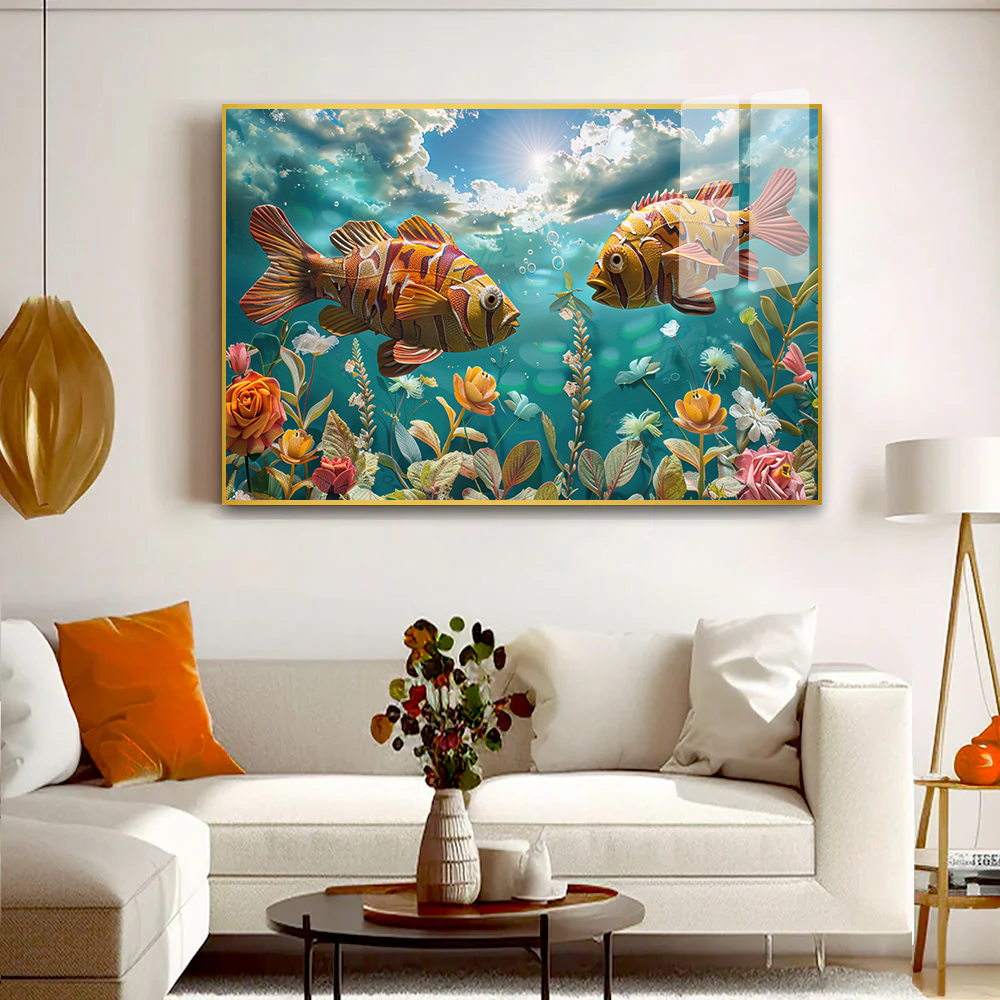 Auspicious Vibrant Fish Acrylic Wall Art