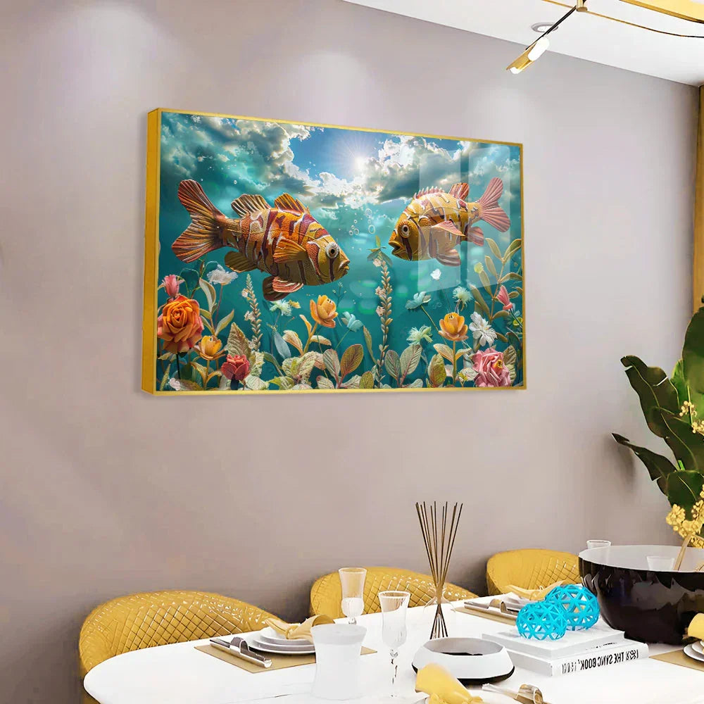 Auspicious Vibrant Fish Acrylic Wall Art - All India Decor