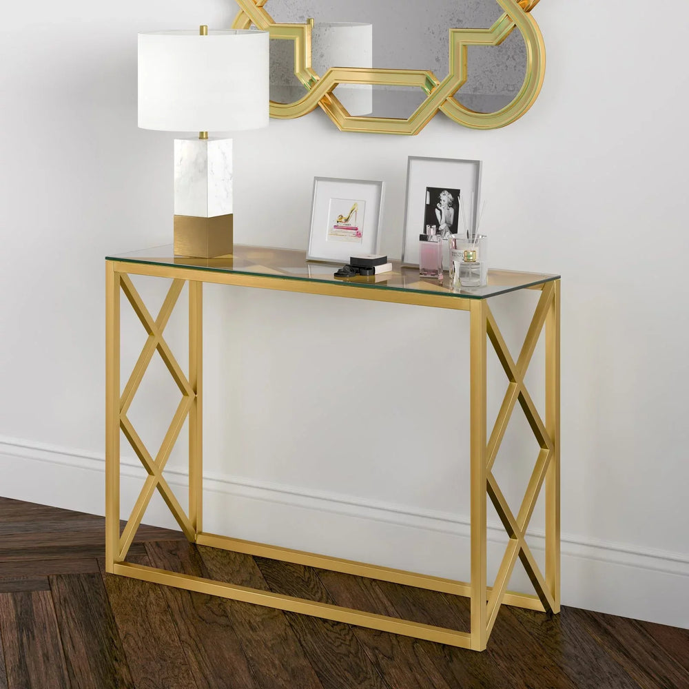 Zig Zag Design Console Table With Glass Top - All India Decor