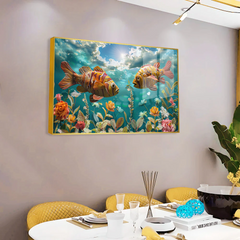 Auspicious Vibrant Fish Acrylic Wall Art