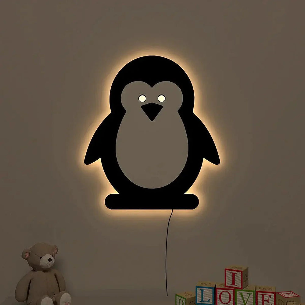 Baby Penguin Backlit Wooden Wall Décor - All India Decor