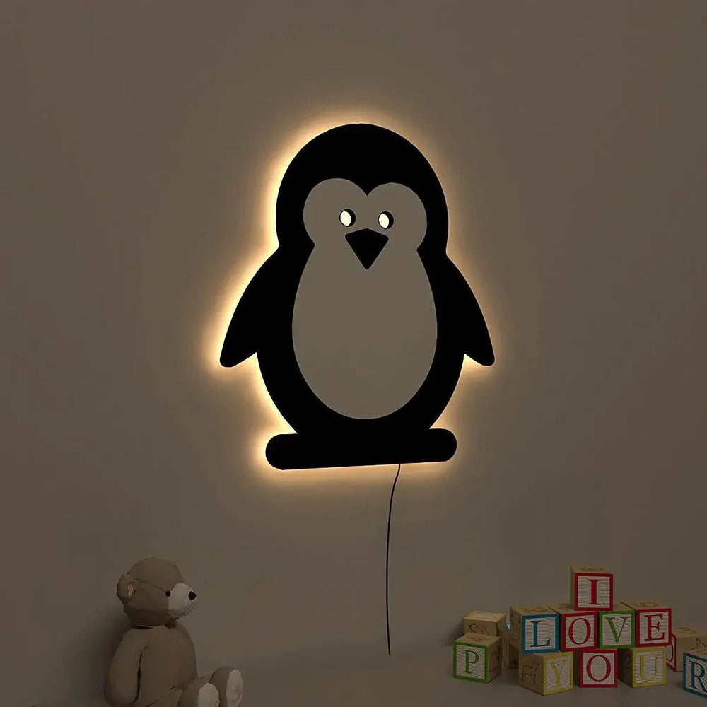 Baby Penguin Backlit Wooden Wall Décor - All India Decor