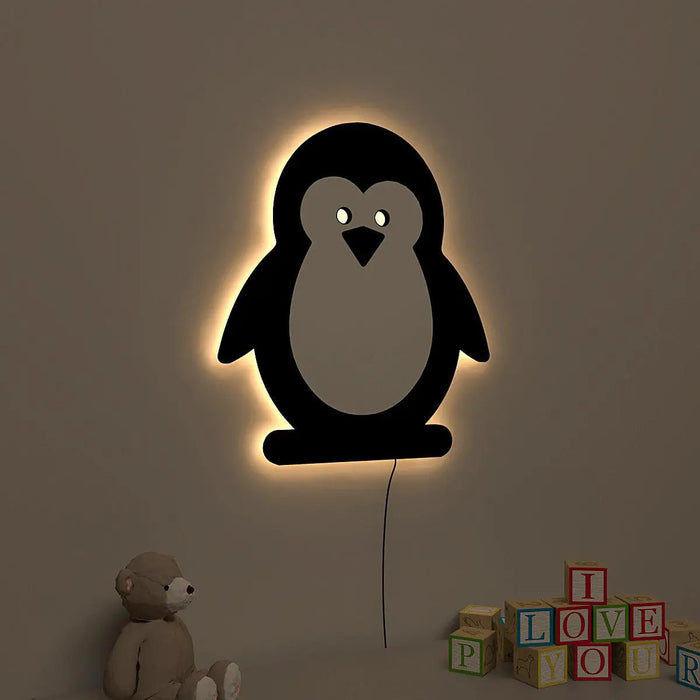 Baby Penguin Backlit Wooden Wall Décor