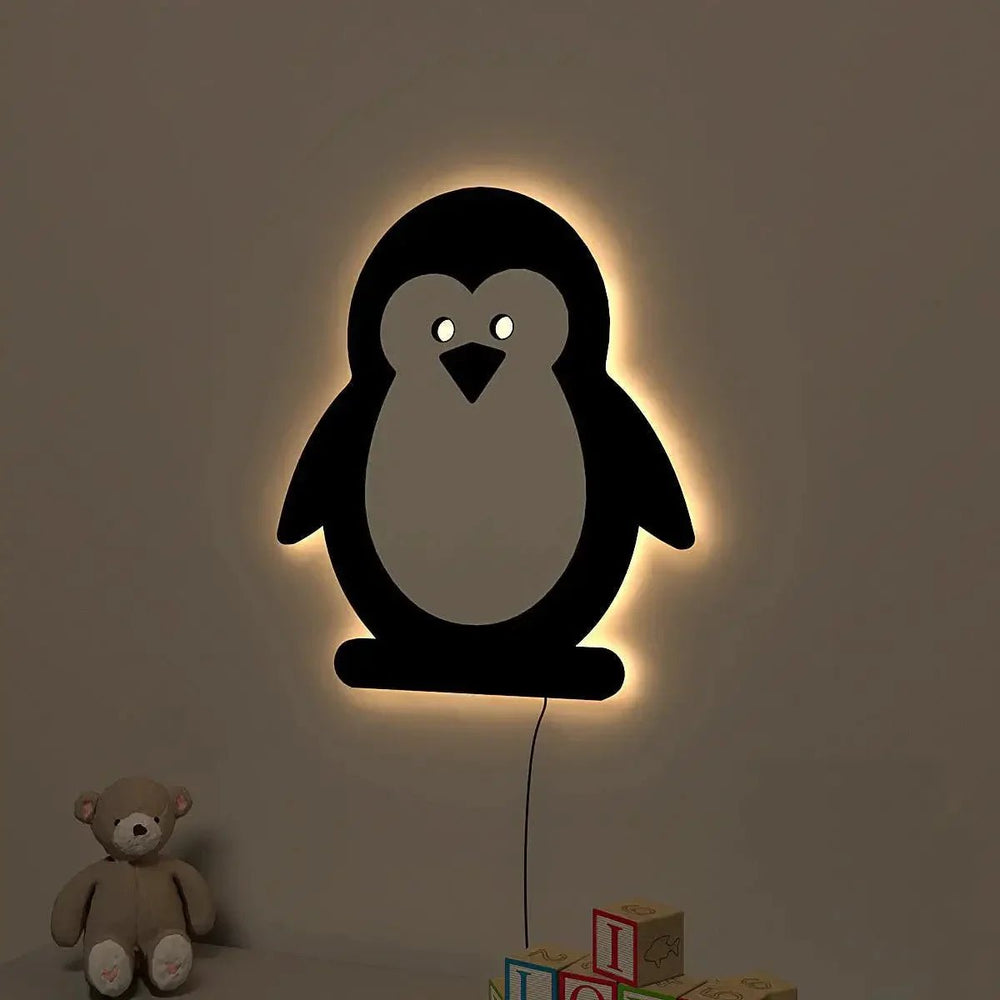 Baby Penguin Backlit Wooden Wall Décor - All India Decor