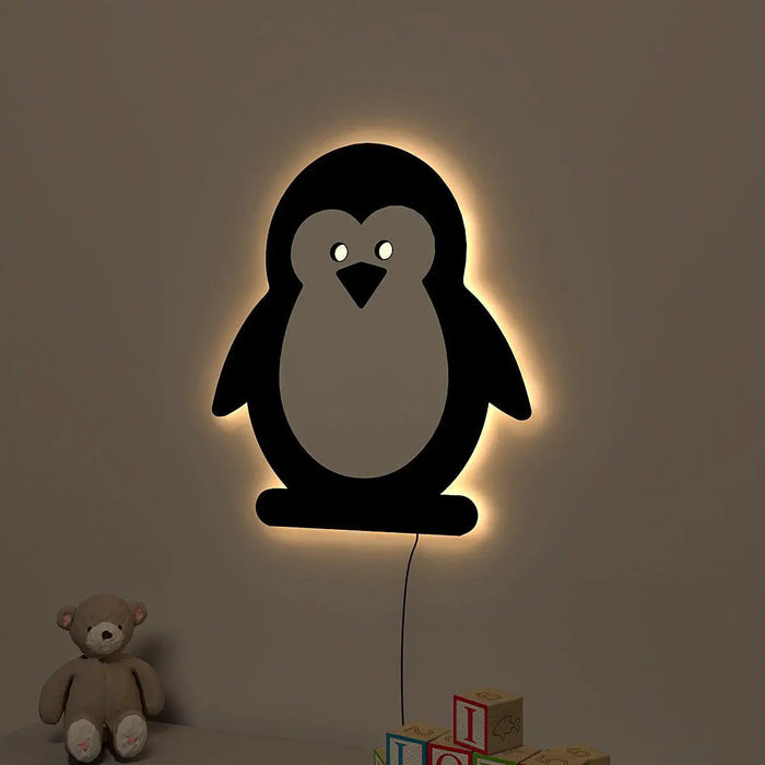 Baby Penguin Backlit Wooden Wall Décor