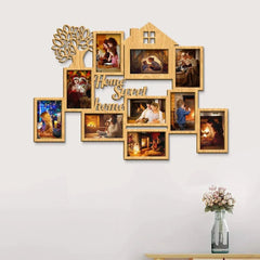Home Sweet Home Oak Brown Hanging Photo Frame - All India Decor