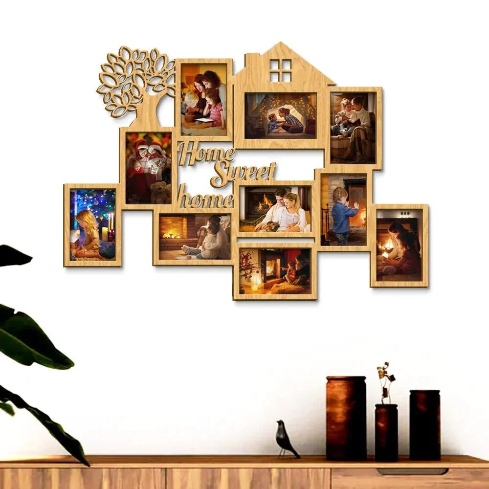Home Sweet Home Oak Brown Hanging Photo Frame - All India Decor