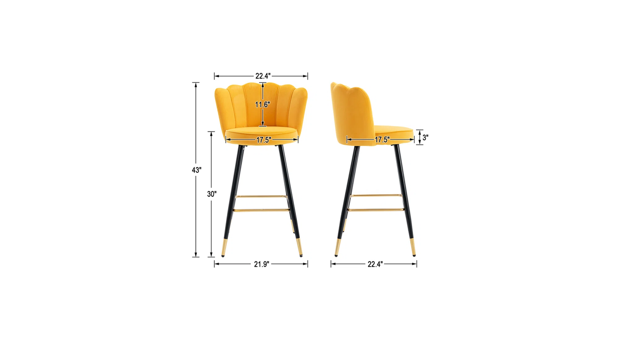 Yellow Color Flower Counter Stool