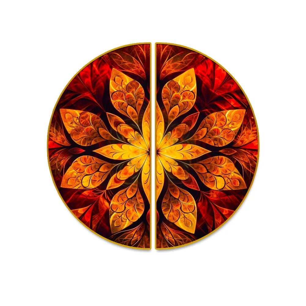 Royal Golden Leaf Semi Circle Wall Paintings & Art - All India Decor