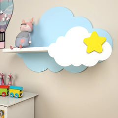 Cloud - Shaped Wooden Wall Shelf for Kids (Blue & White) - All India Decor