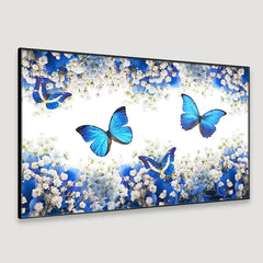 Butterflies in Garden Scenery Canvas Wall Hanging - All India Decor